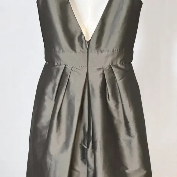 Vintage LAZARO Sleeveless Cocktail Dress Sz 10 Satin Jeweled Wedding Pewter Gray - Picture 9 of 15